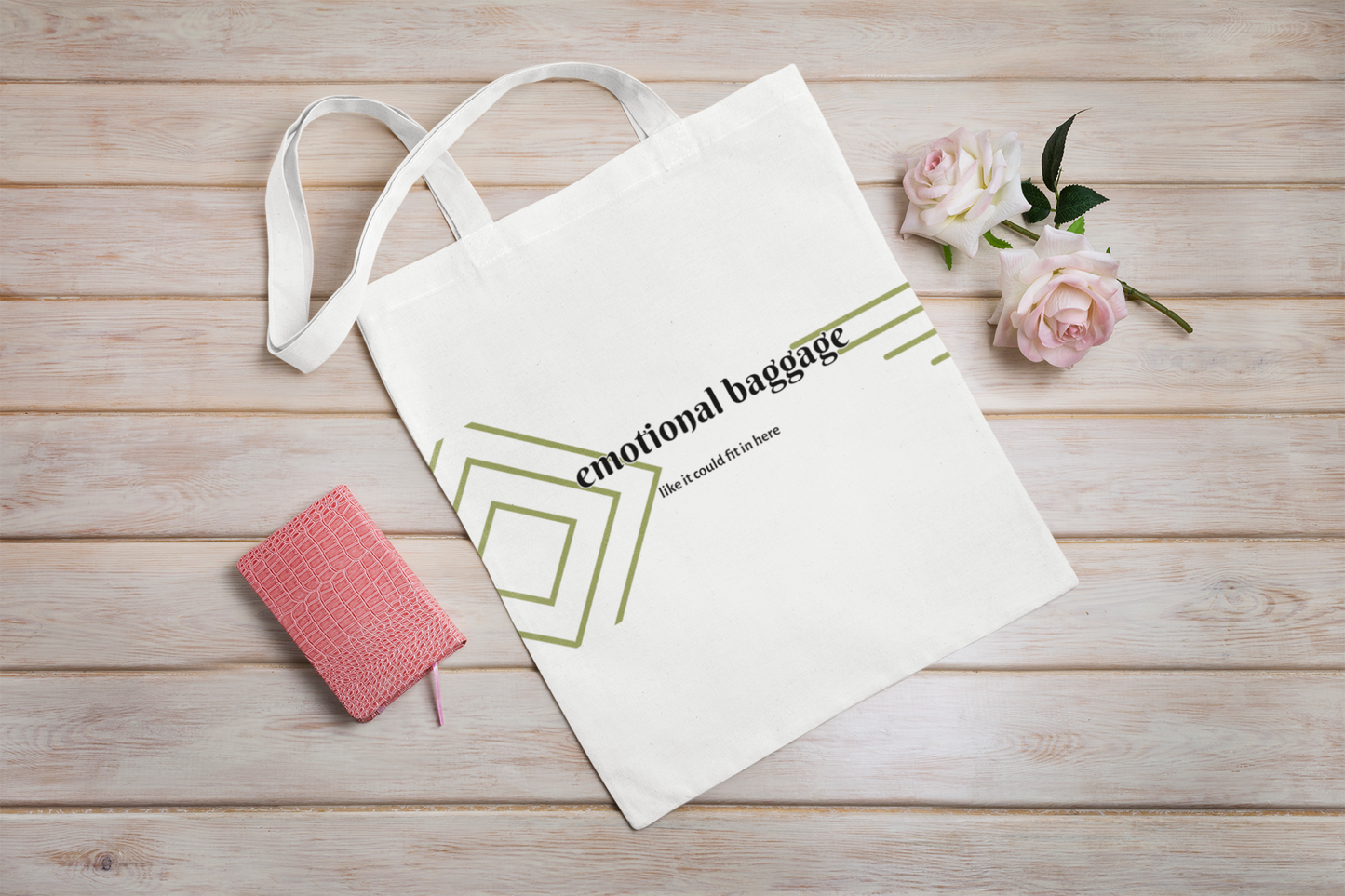 Emotional Baggage Printed White Tote Bag