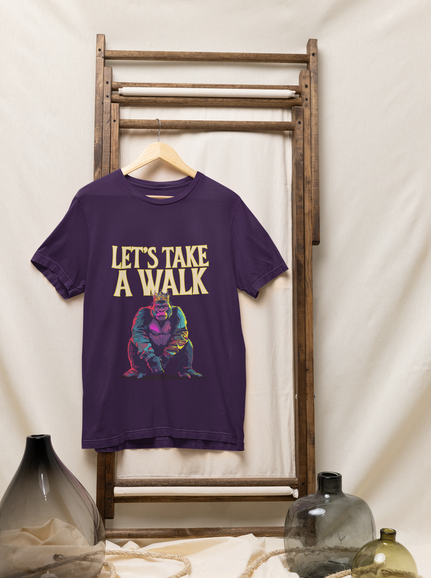 Let's Walk Printed Purple Unisex T-Shirt