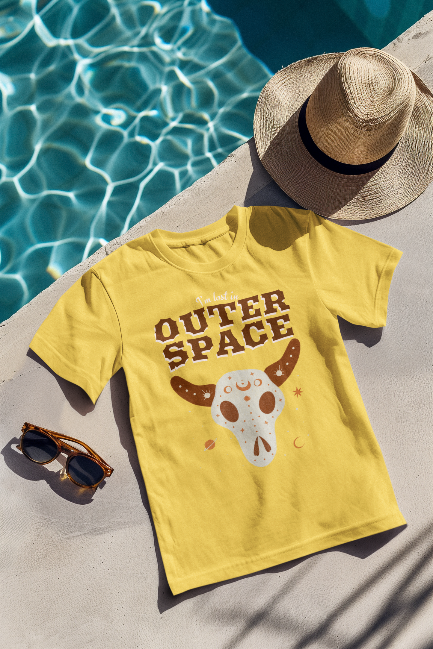 Outer space printed Golden yellow Unisex T-Shirt