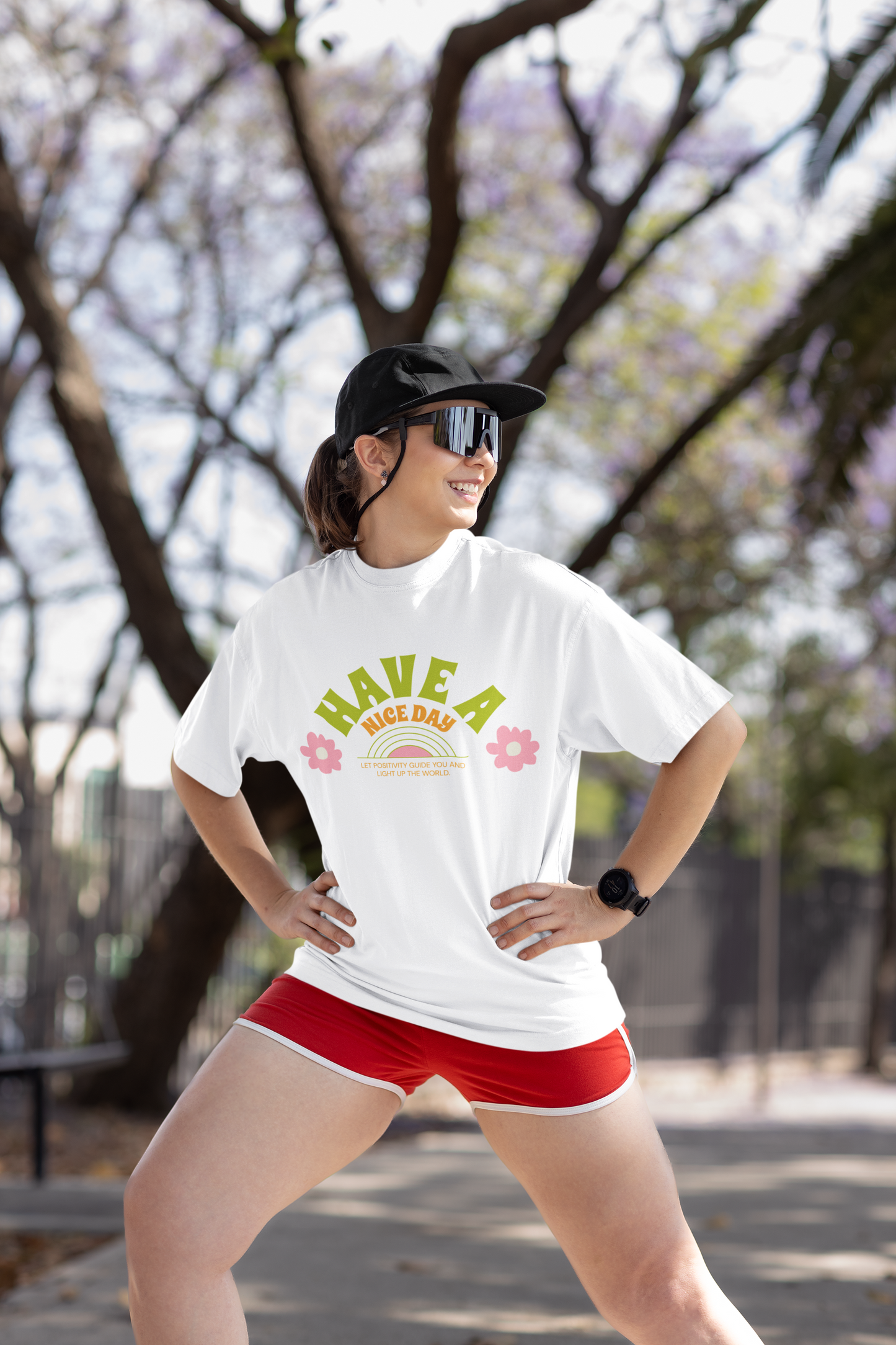 Have a Nice Day Oversized White Printed T-shirt Unisex