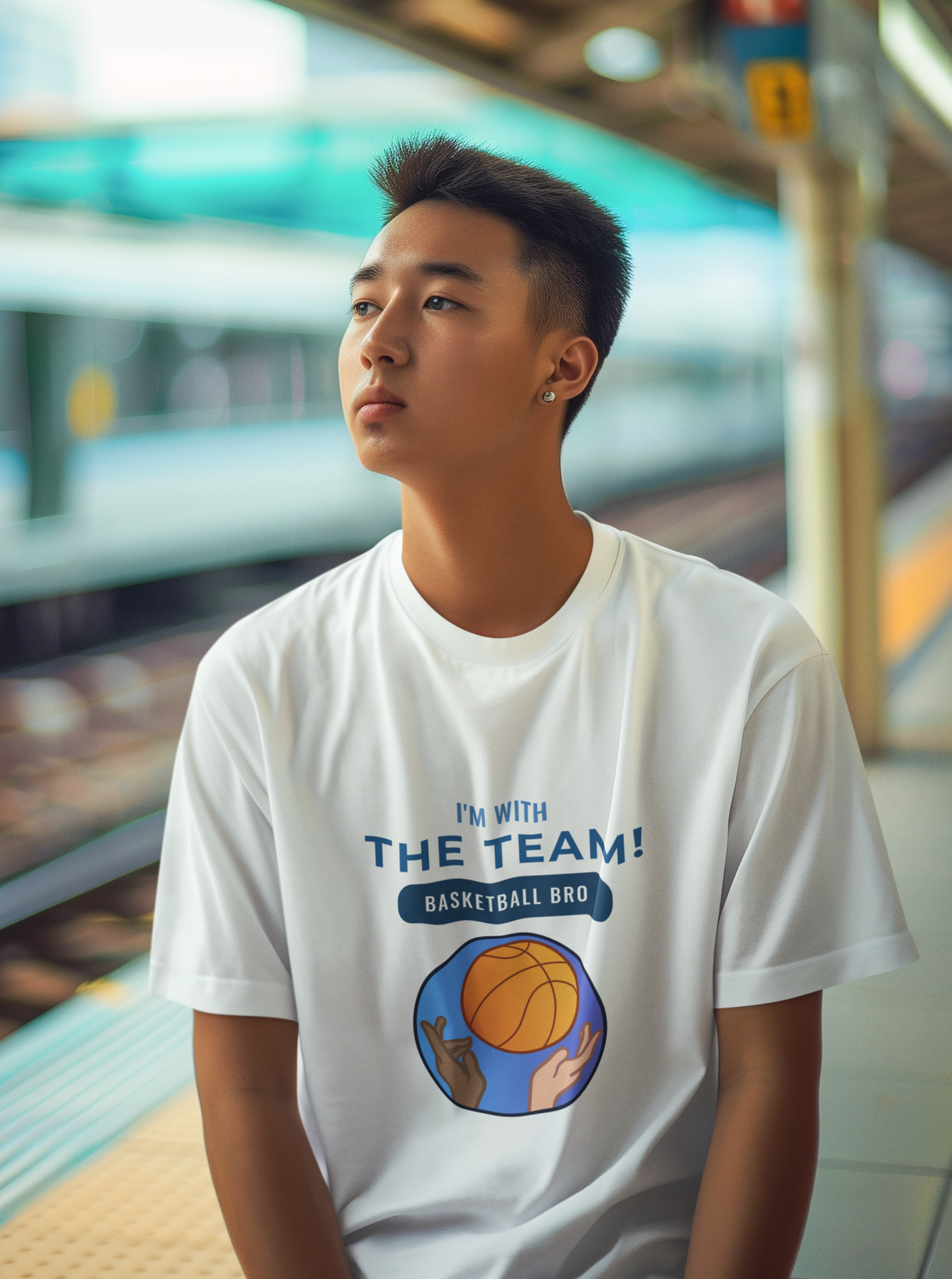 I am with the team! basketball bro Oversized Printed Tshirt Unisex