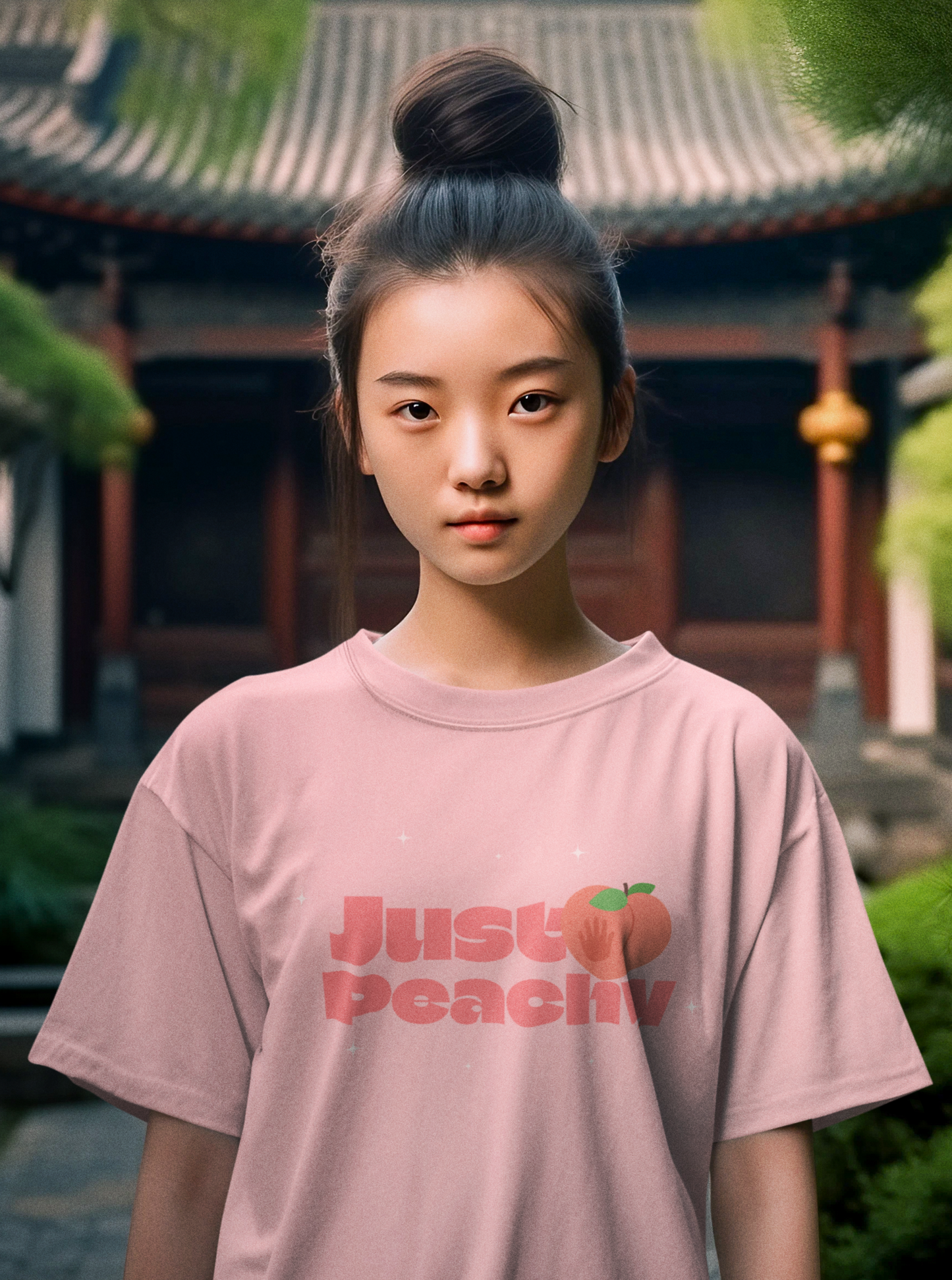 Just Peachy Printed Light Pink T-Shirt