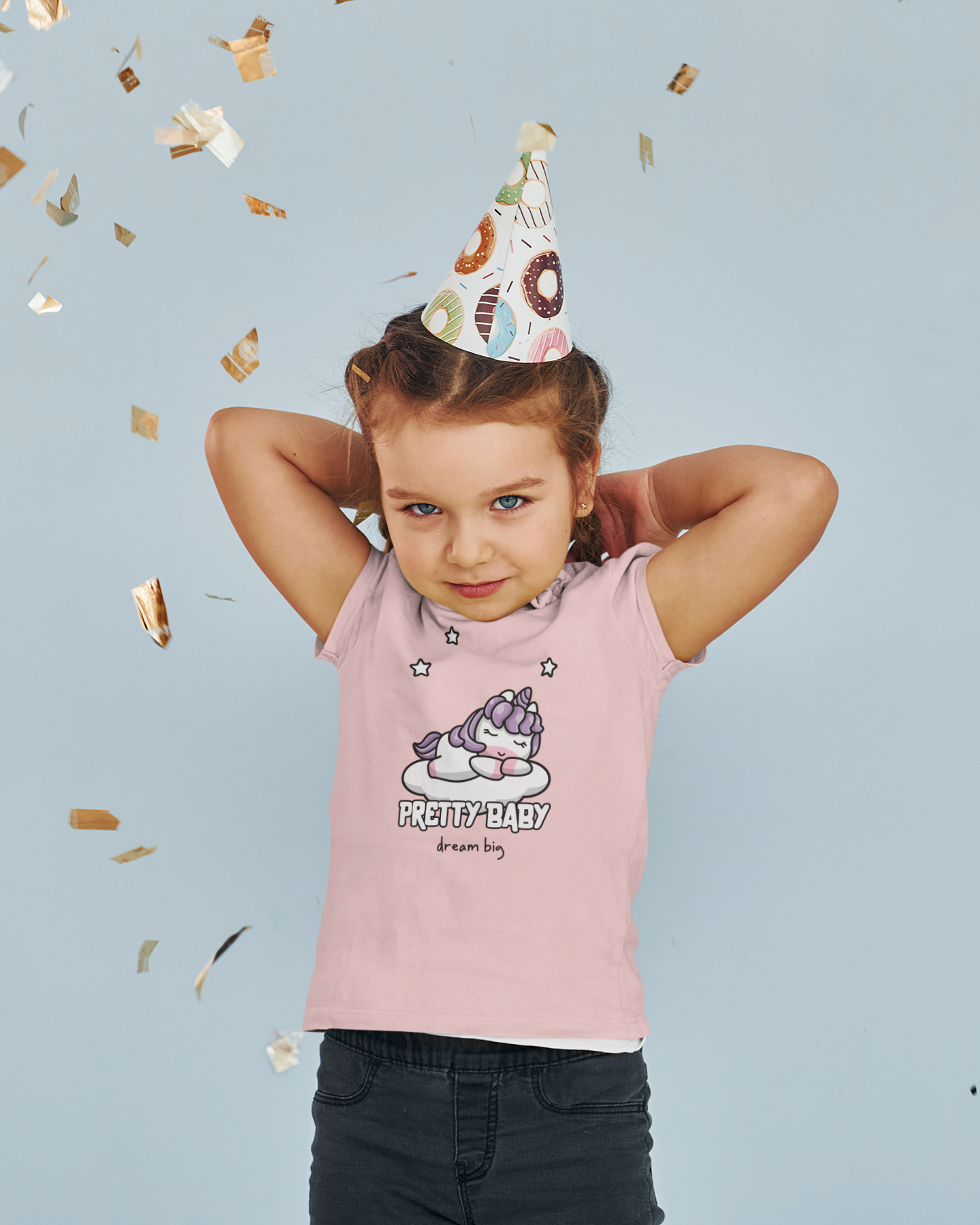Unicorn Pretty Baby Dream Big Printed Light Pink Kids T-shirts
