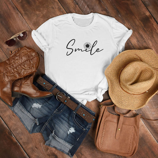 Smile printed White Unisex T-Shirt