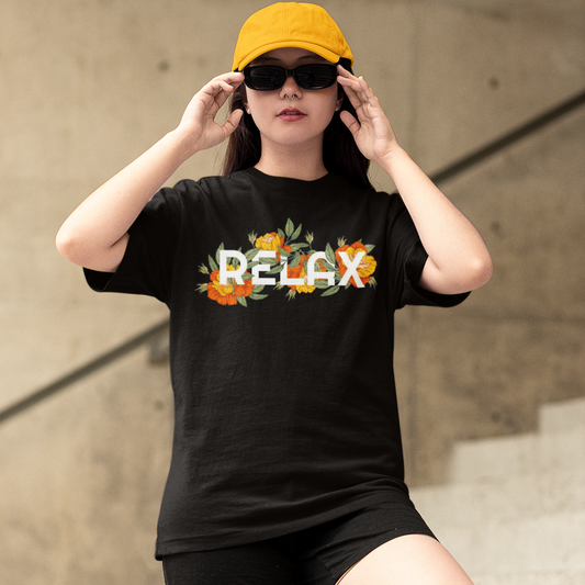 Relax Oversized Black Printed T-shirt Unisex