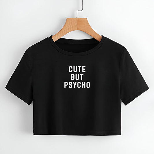 Cute But Psycho Black Crop Top