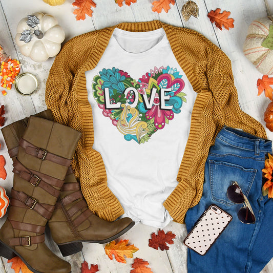 Love Mandala printed White Unisex T-Shirt