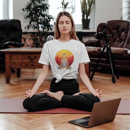 Yoga Meditation printed White Unisex T-Shirt