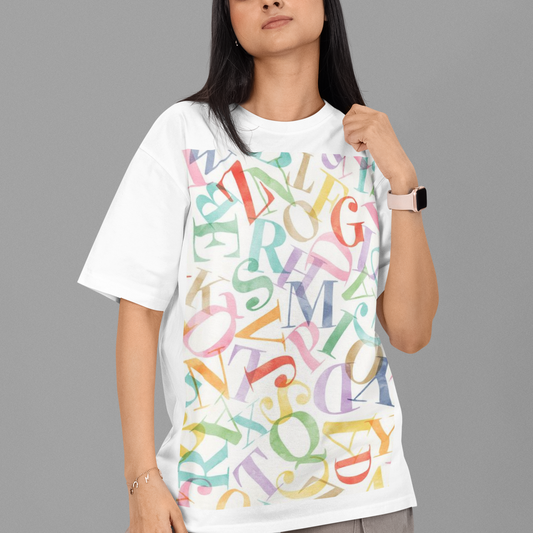 Alphabet Oversized Printed T-shirt Unisex