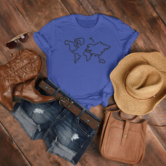 World Travel Printed Royal Blue Unisex T-Shirt