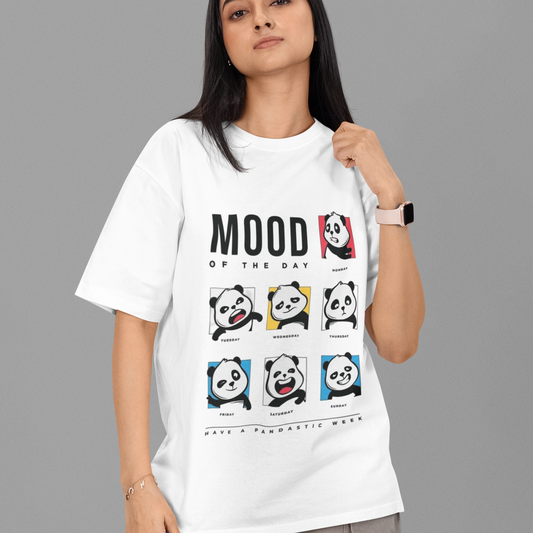 Mood Of The Day Oversized White Printed T-shirt Unisex