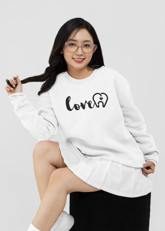 Dental Love Printed white Unisex Oversized Sweatshirt
