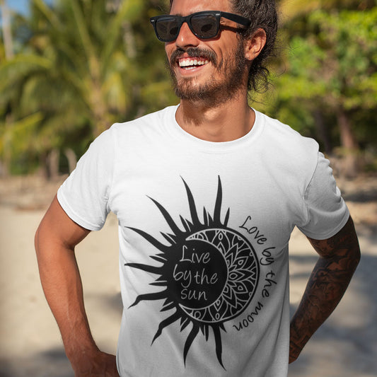 Live By The Sun, Love By The Moon printed White Unisex T-Shirt