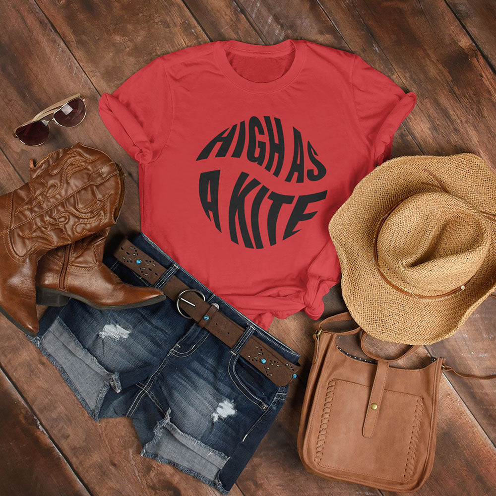 High As a Kite Printed Red Unisex T-Shirt