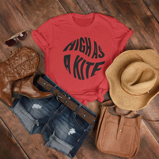 High As a Kite Printed Red Unisex T-Shirt