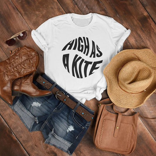 High As a Kite Printed White Unisex T-Shirt
