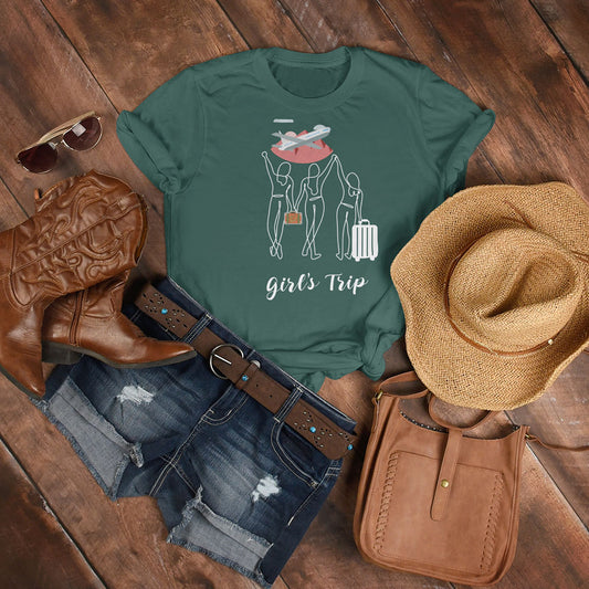 Girl's Trip Printed Green Unisex T-Shirt