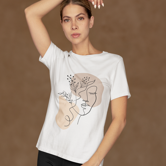 Flower face art Aesthetic printed White Unisex T-Shirt