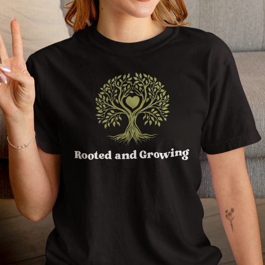 Rooted and Growing printed Black Unisex T-Shirt