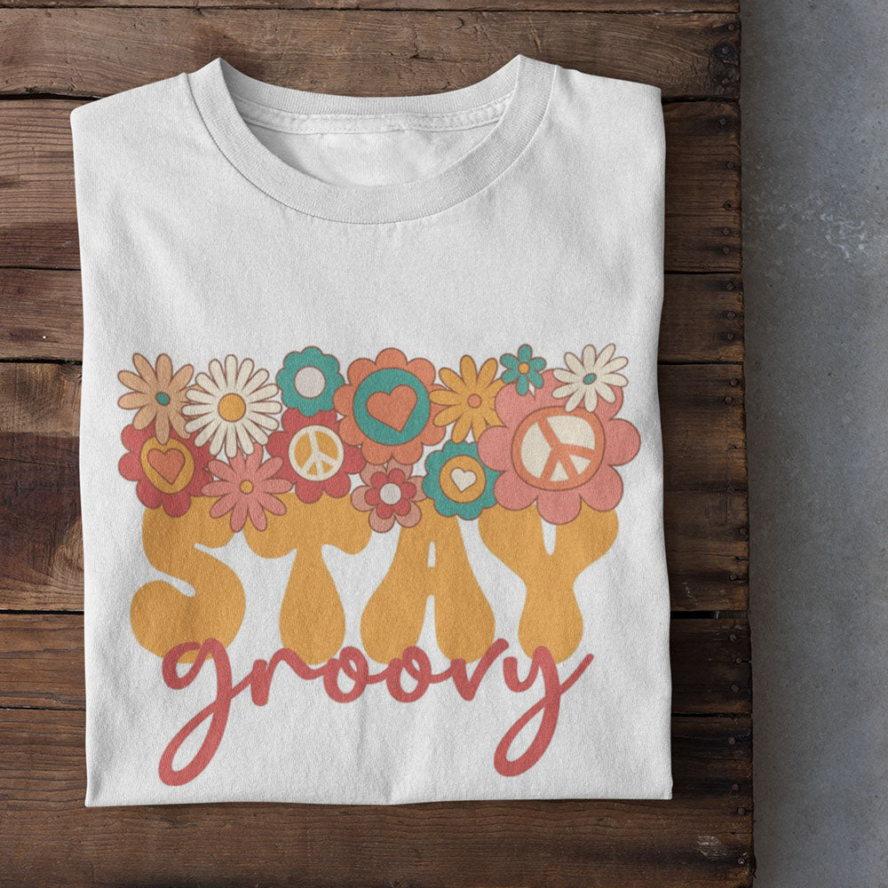 Stay Groovy printed White Unisex T-Shirt