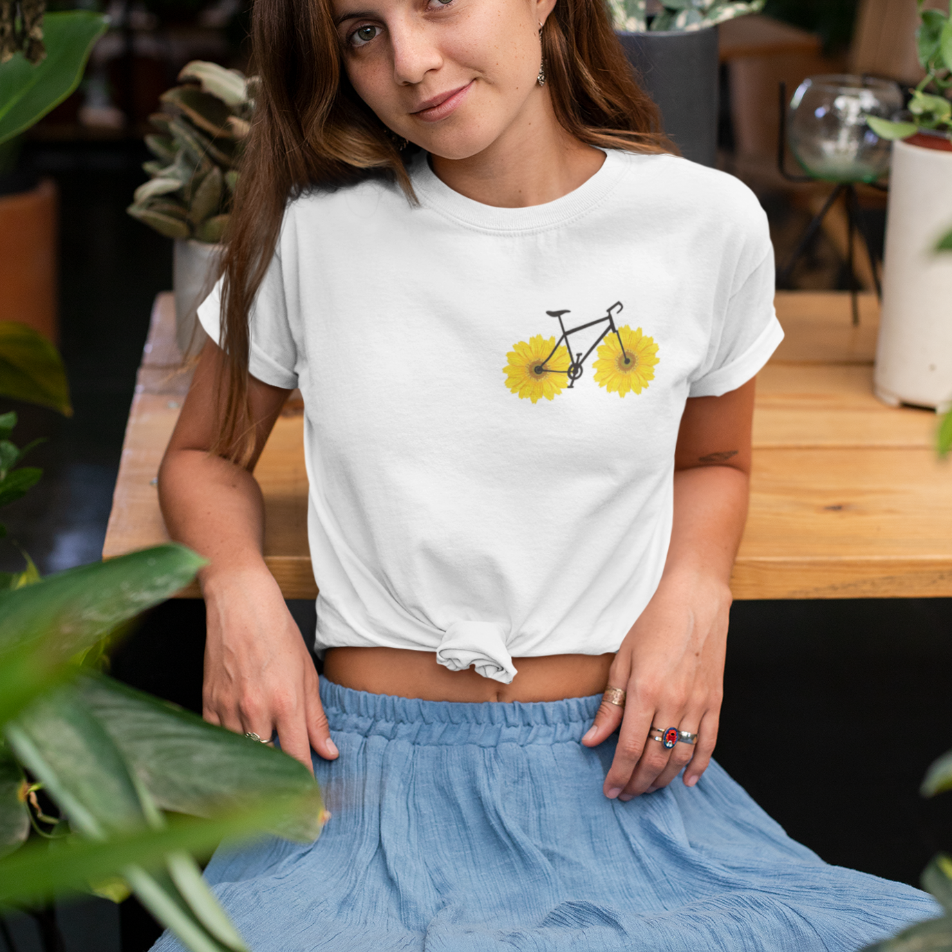 Cycle Floral printed White Unisex T-Shirt