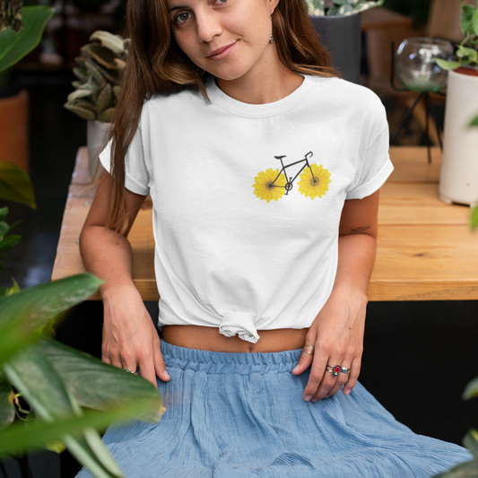 Cycle Floral printed White Unisex T-Shirt
