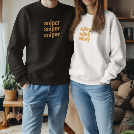 Sniper Wifey Love Printed couple Unisex Oversized Sweatshirt