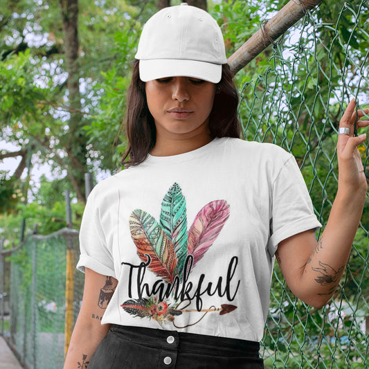 Thankful printed White Unisex T-Shirt