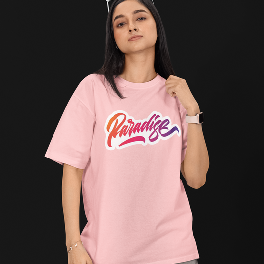 Paradise Oversized Light pink Printed T-shirt Unisex