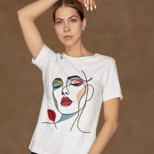 Girl Face Art Aesthetic printed White Unisex T-Shirt