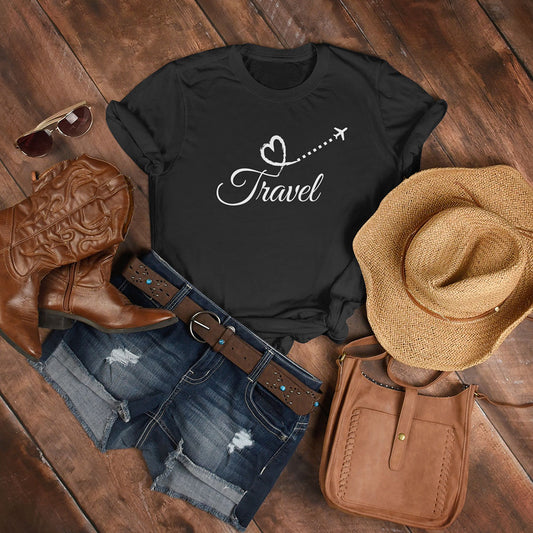 Travel Printed Black Unisex T-Shirt