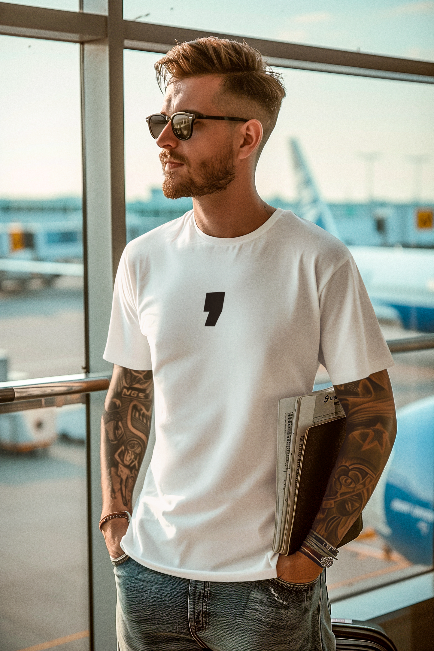 Inverted Comma design Printed white Unisex T-Shirt