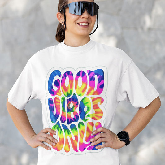 Good Vibes Only Oversized White Printed T-shirt Unisex