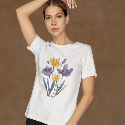 Abstract Flower Bouquet Purple printed White Unisex T-Shirt