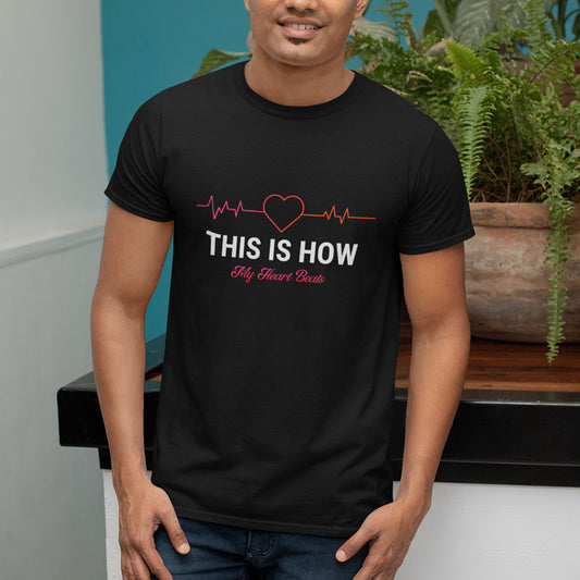 This is How My Heart Beats Printed Black Unisex T-Shirt
