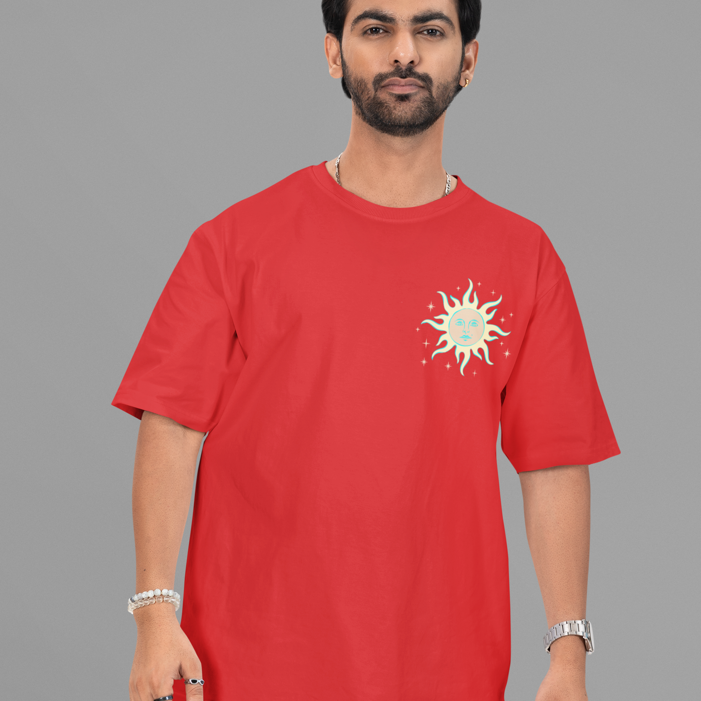 Cool Summer sun Oversized Red Printed T-shirt Unisex