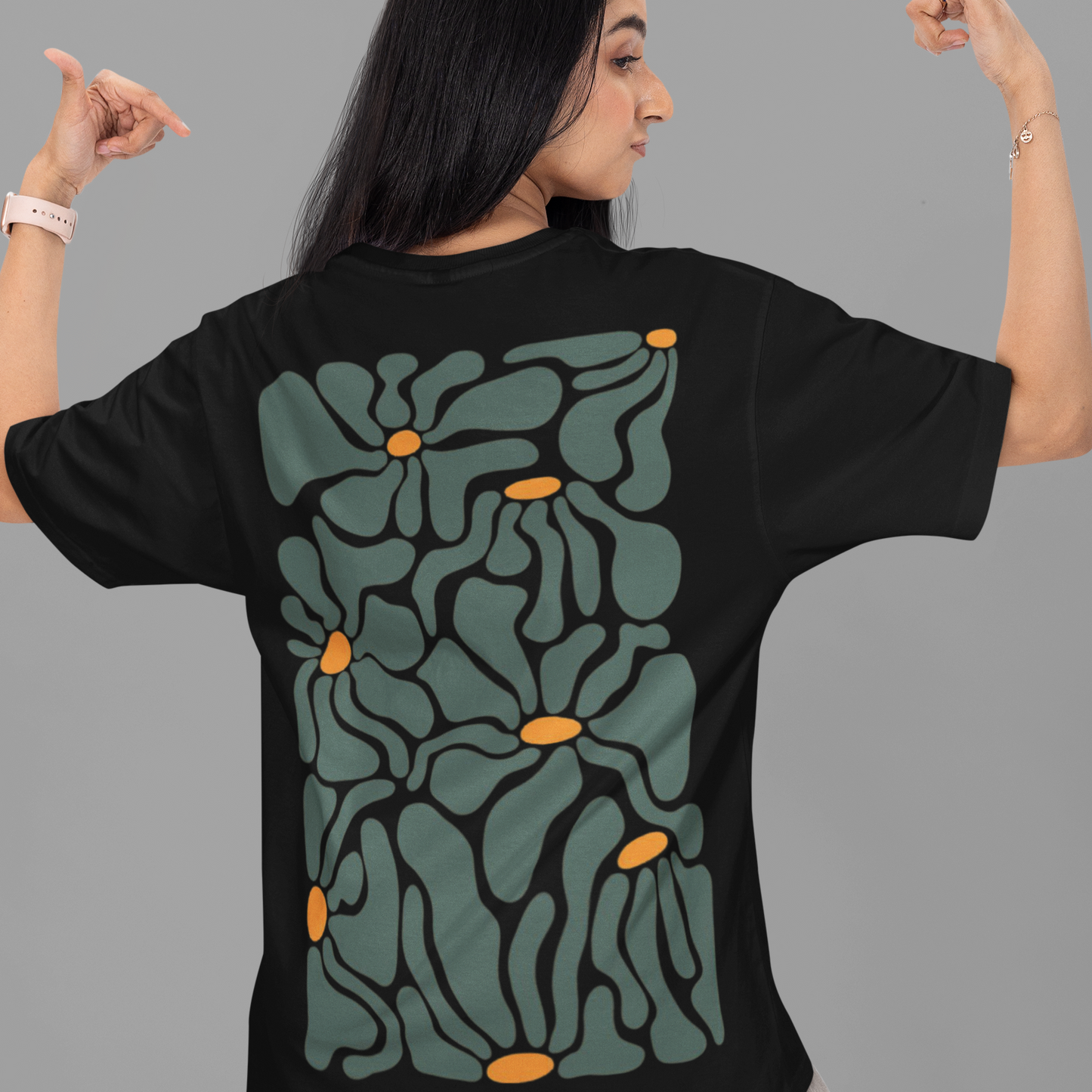 Groovy Design Oversized black Printed T-shirt Unisex
