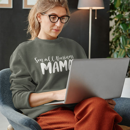 Small Business Mama Olive Green Oversized Sweatshirt
