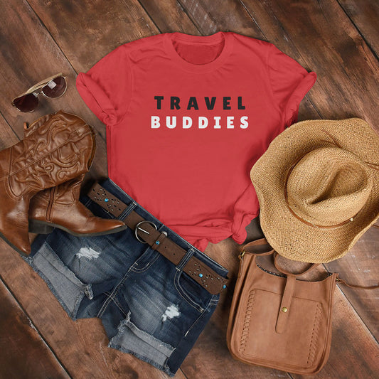 Travel Buddies Printed Red Unisex T-Shirt