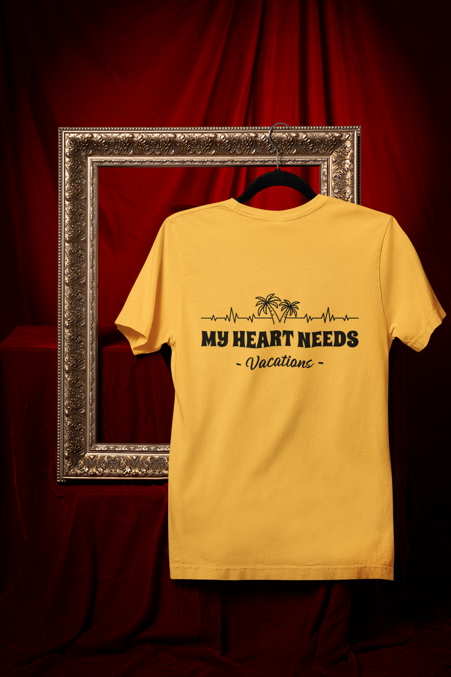 My Heart Needs Vacation printed Mustard yellow Unisex T-Shirt