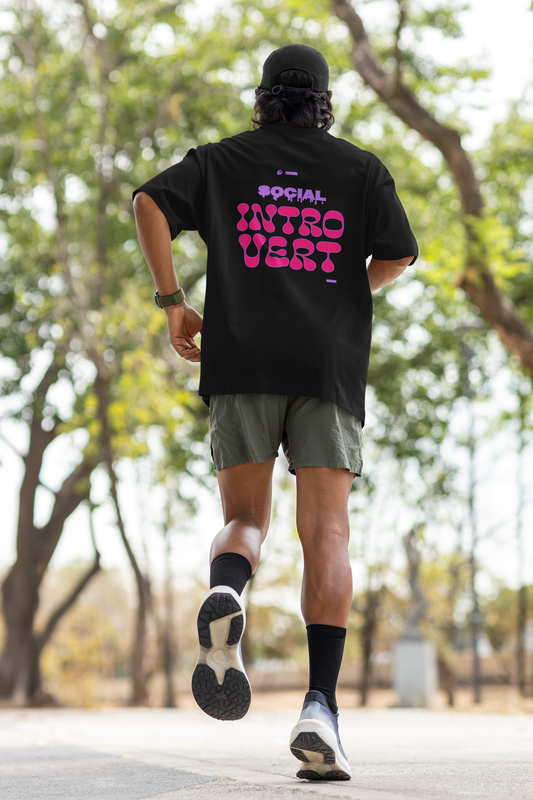 Social Introvert Oversized Black Printed T-shirt Unisex