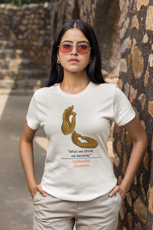 What we think we become printed White Unisex T-Shirt
