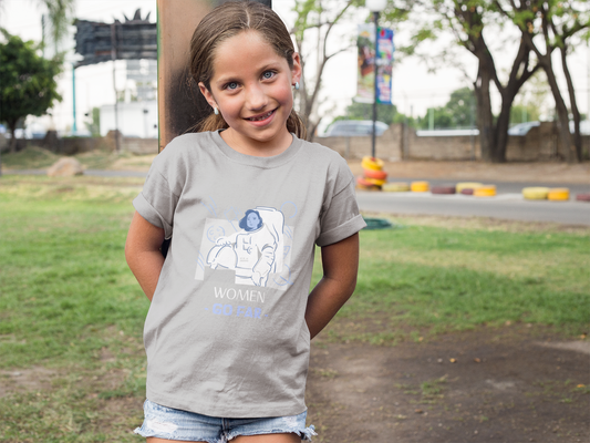 Women Go Far  Printed Gray Melange Kids T-shirts