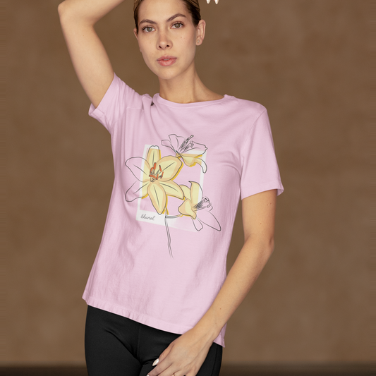 Floral with frame printed Light pink Unisex T-Shirt