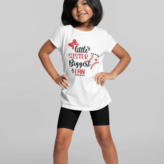 Little Sister Biggest Fan Printed Kids T-shirts