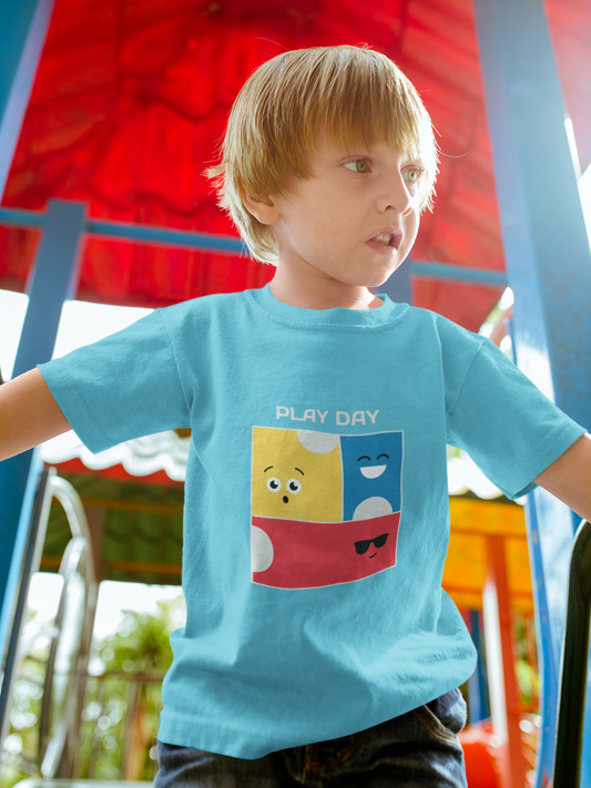 Play Day Printed Sky Blue Kids T-shirts