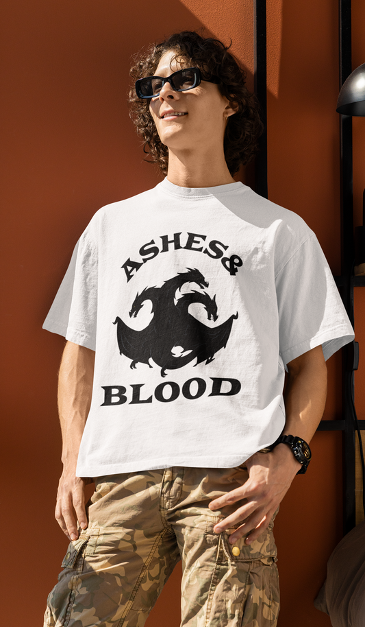 Ashes & blood Oversized  Printed White T-shirt Unisex