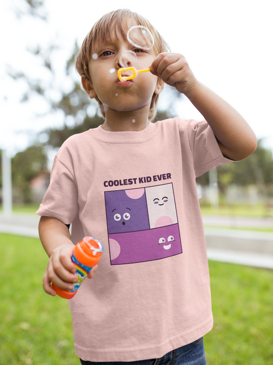 Coolest Kid Ever Printed Light Pink Kids T-shirts