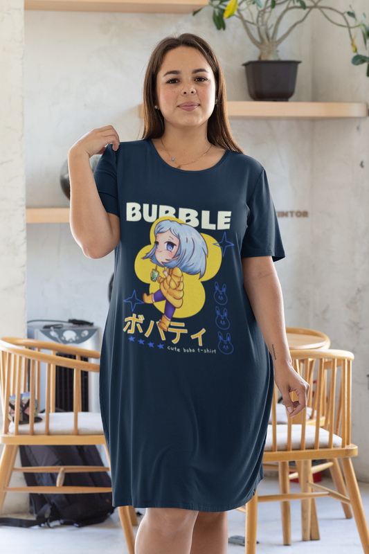 Bubble Printed navy blue T-shirt Dress