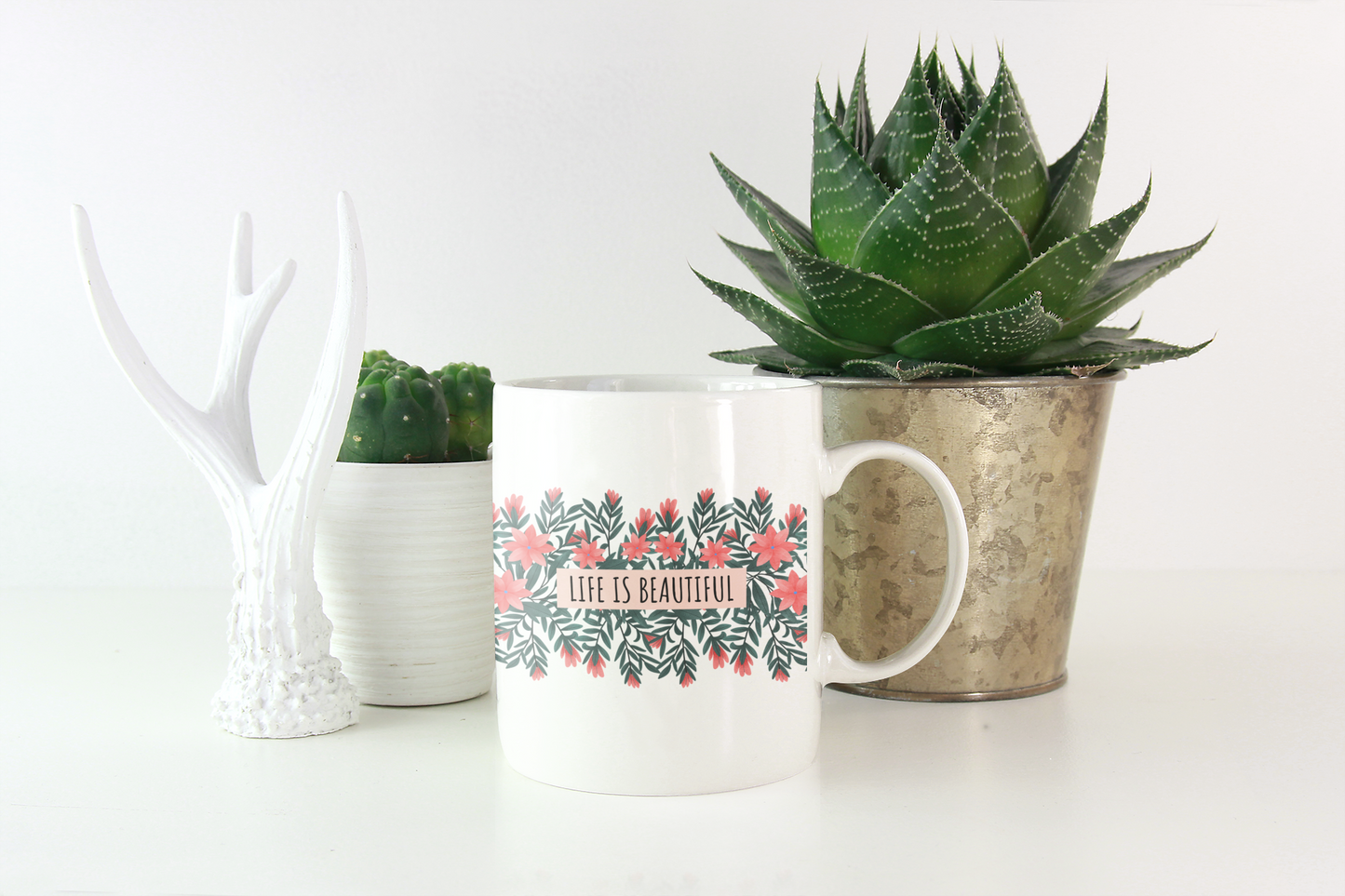 Life is Beautiful Printed White Coffee Mug